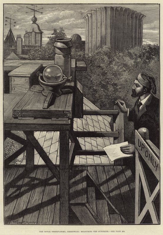A Greenwich-i Királyi Obszervatórium, a Napfény mérése alkotó: William Bazett Murray
