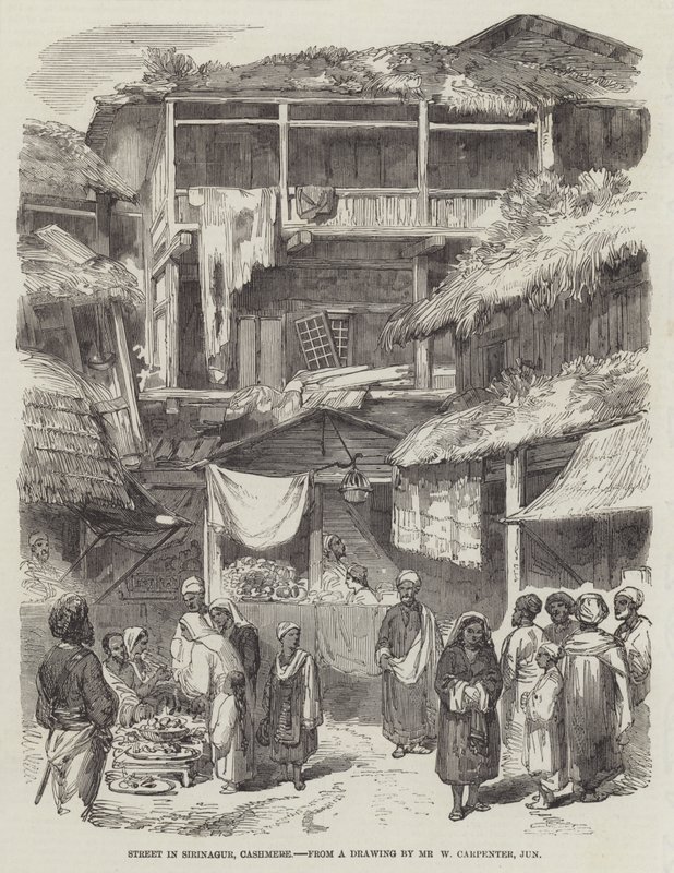 Utca Sirinagurban, Kasmírban alkotó: William Carpenter