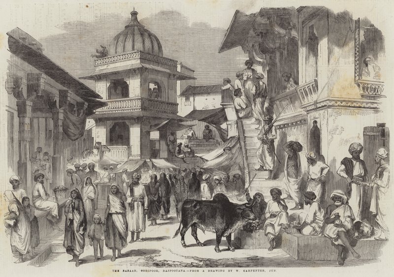 Bazár, Udaipur, Rajputana alkotó: William Carpenter