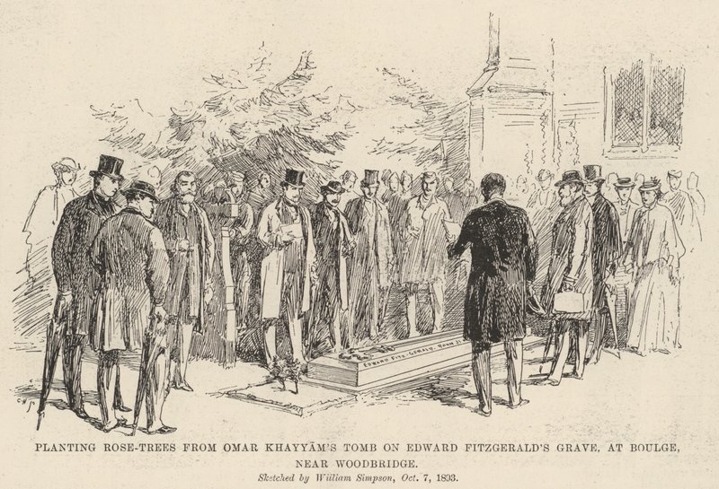 Rózsafák ültetése Omar Khayyam Edward Fitzgerald sírjának sírjából, Bulge-ban, Woodbridge közelében alkotó: William Crimea Simpson