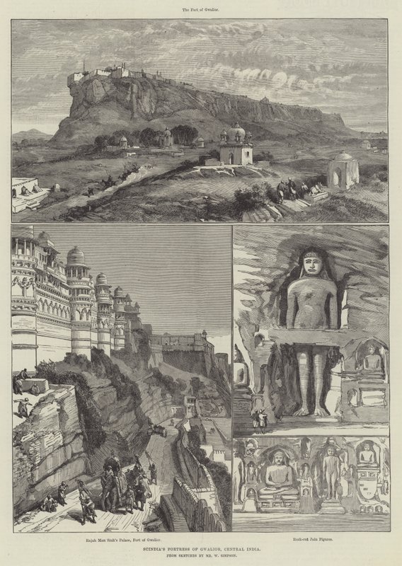 Scindia Gwalior erődje, Közép-India alkotó: William Crimea Simpson