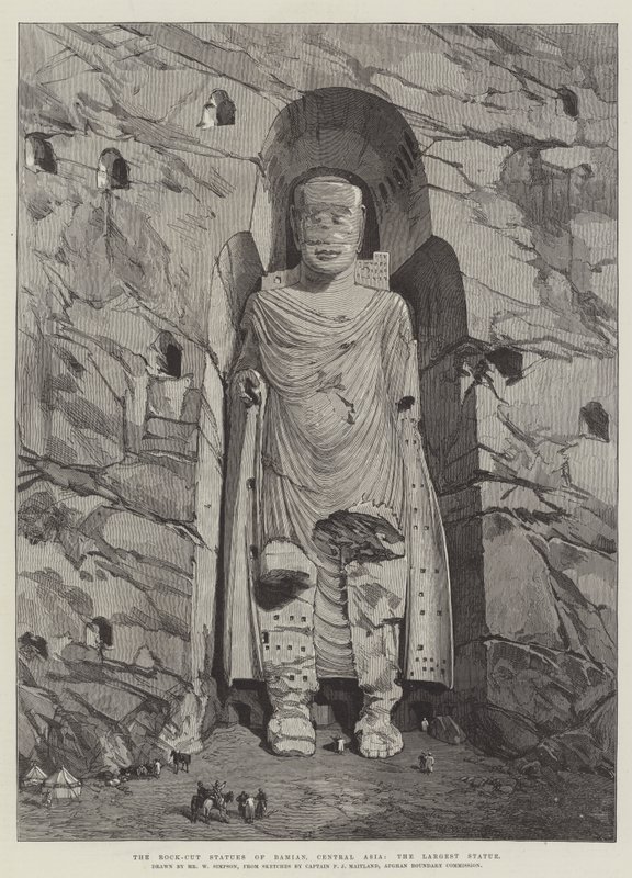Bamian sziklába vágott szobrai, Közép-Ázsia, a legnagyobb szobor alkotó: William Crimea Simpson