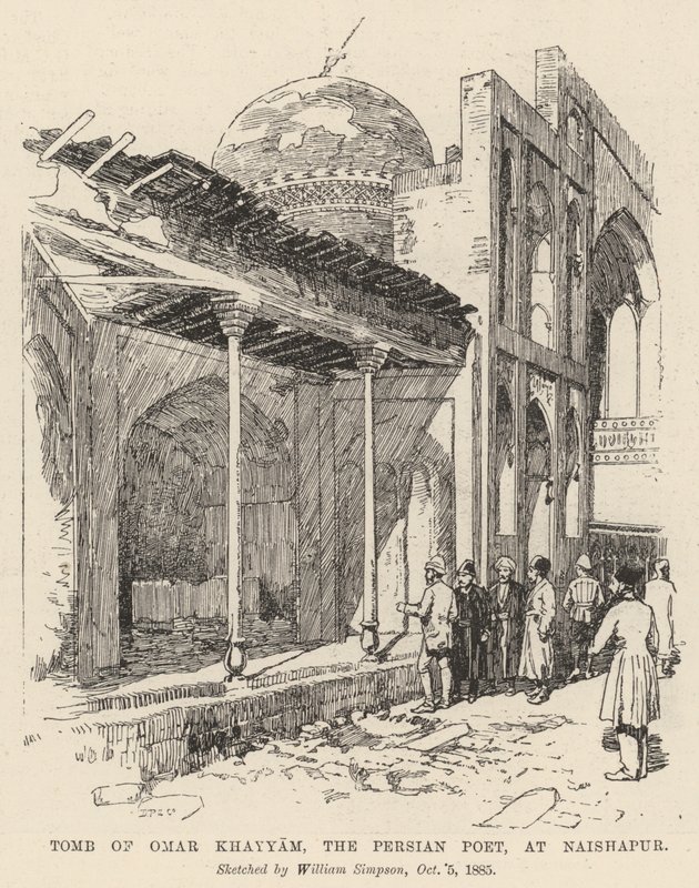 Omar Khayyam, a perzsa költő sírja Naishapurban alkotó: William Crimea Simpson