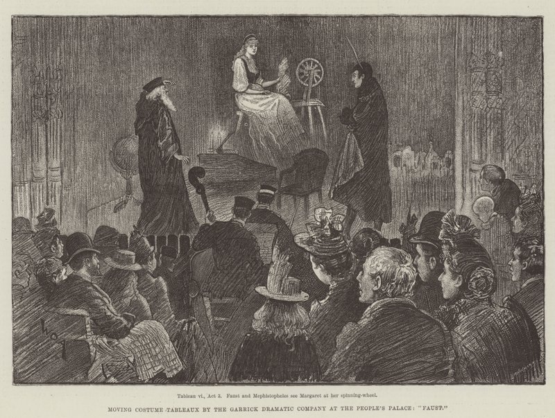 Mozgójelmez-táblázatok a Garrick Dramatic Company-tól a Néppalotában, Faustban alkotó: William Douglas Almond