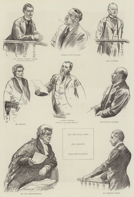 A Baccarat-ügy, Vázlatok a bíróságon alkotó: William Douglas Almond
