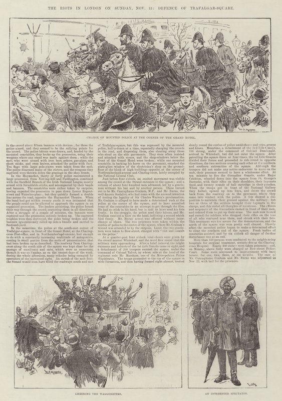 A londoni zavargások november 13-án, vasárnap, a Trafalgar-tér védelme alkotó: William Douglas Almond