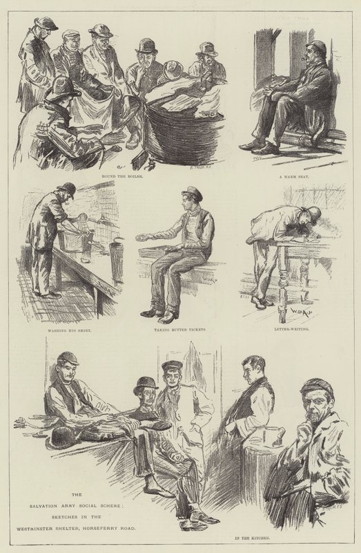 Az Üdvhadsereg szociális rendszere, Vázlatok a Westminster Shelterben, Horseferry Road alkotó: William Douglas Almond