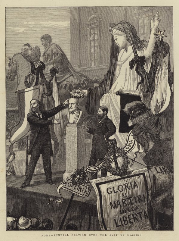 Róma, temetési beszéd Mazzini mellszobra felett alkotó: William III Bromley