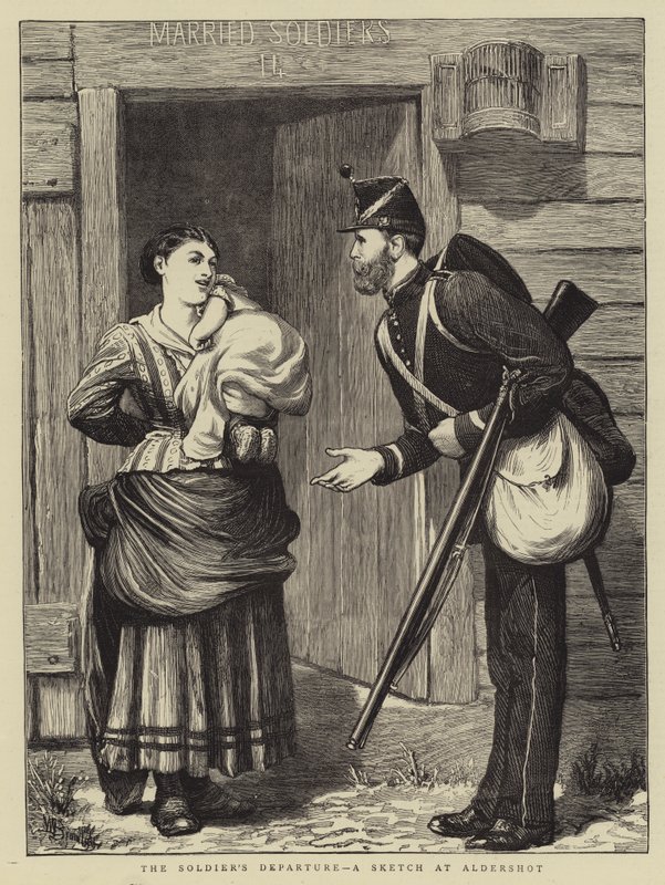A katona távozása, egy vázlat Aldershotban alkotó: William III Bromley