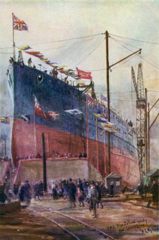 „New Zealand” csatacirkáló a készleten, 1912 alkotó: William Lionel Wyllie