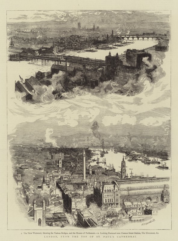 London, a Szent Pál-székesegyház tetejéről alkotó: William Lionel Wyllie