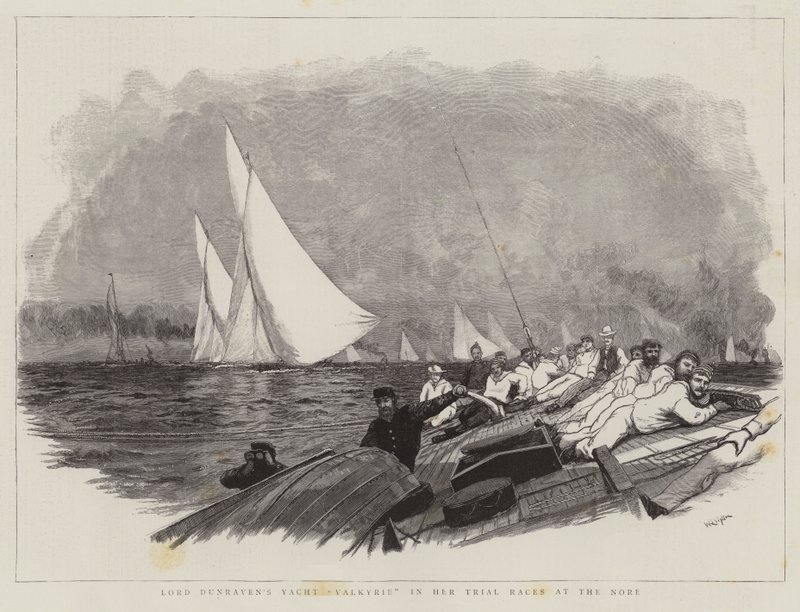 Lord Dunraven Valkyrie jachtja a Nore-i próbaversenyen alkotó: William Lionel Wyllie