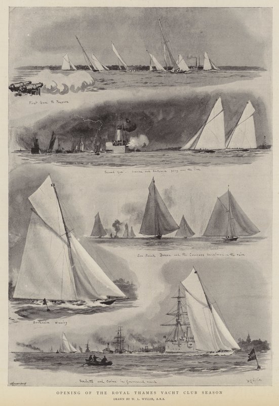 A Royal Thames Yacht Club szezon megnyitója alkotó: William Lionel Wyllie