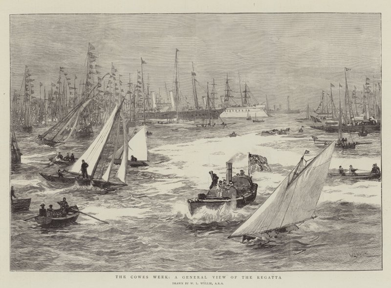 A Cowes Week, a regatta általános áttekintése alkotó: William Lionel Wyllie