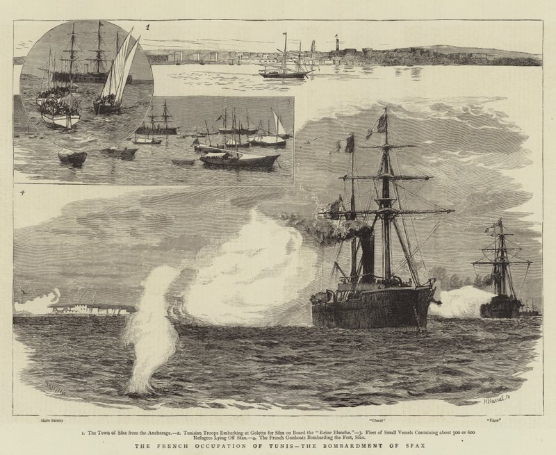 Tunisz francia megszállása, Sfax bombázása alkotó: William Lionel Wyllie