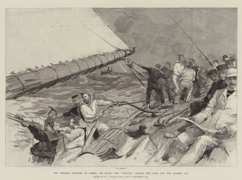 A német császár Cowes-ban, a Meteor fedélzetén a Királynő Kupáért folytatott verseny során alkotó: William Lionel Wyllie