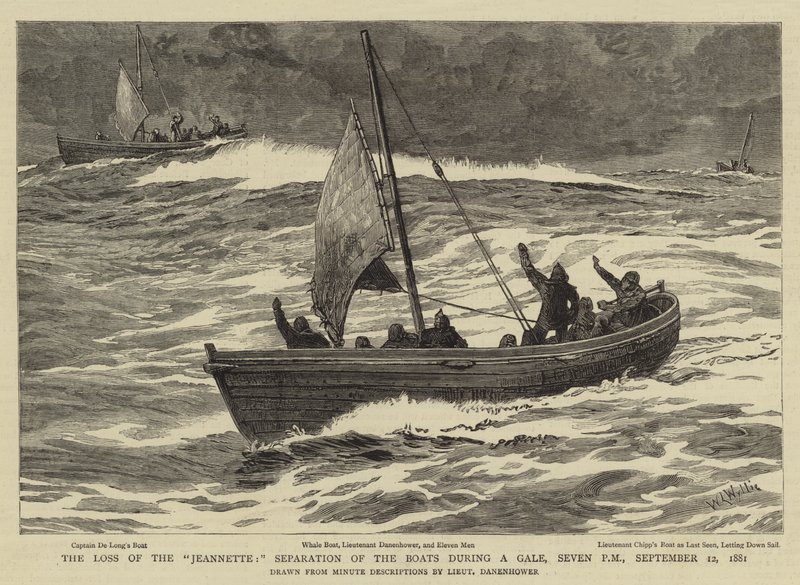 A Jeannette elvesztése, a csónakok szétválása gála közben, 1881. szeptember 12. 7 óra alkotó: William Lionel Wyllie