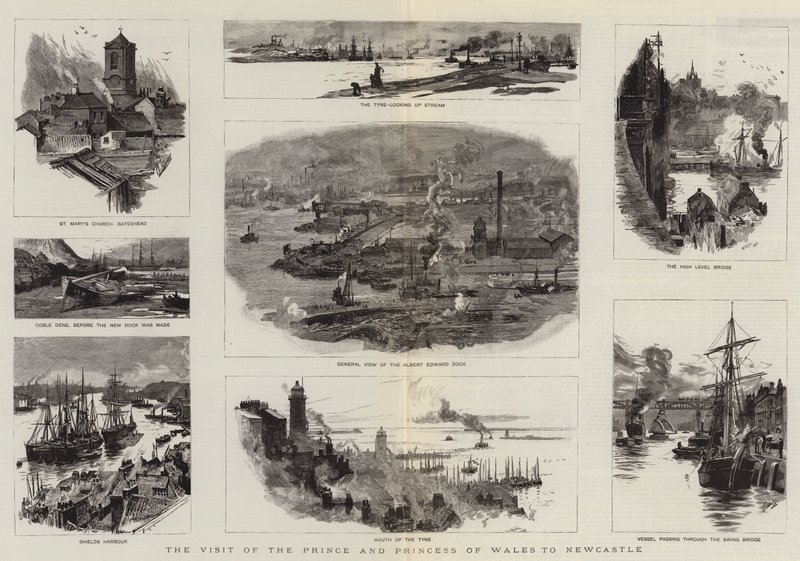 A walesi herceg és hercegnő látogatása Newcastle-ben alkotó: William Lionel Wyllie