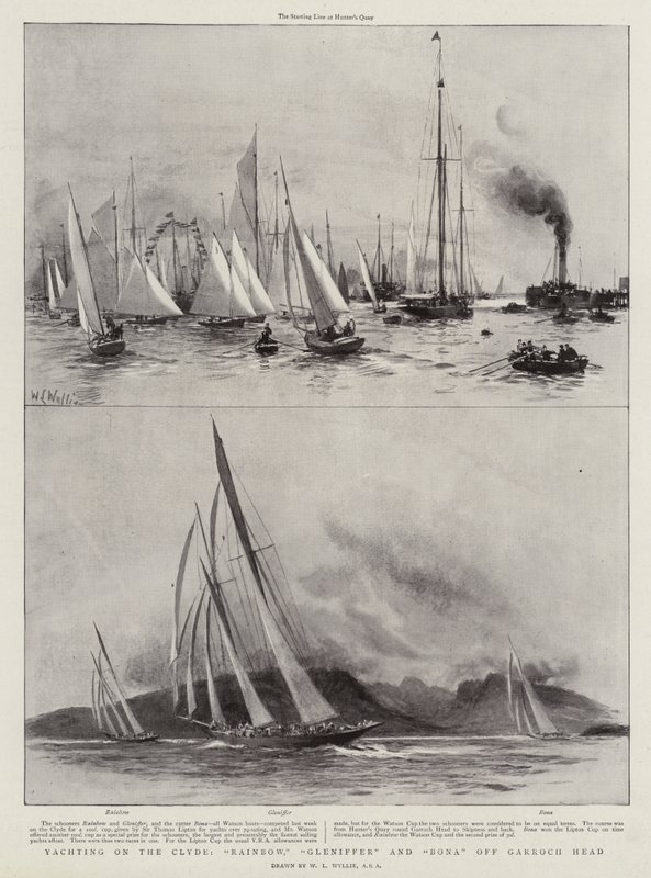 Vitorlázás a Clyde-on, a Rainbow-n, a Glenifferen és a Bonán a Garroch Head mellett alkotó: William Lionel Wyllie