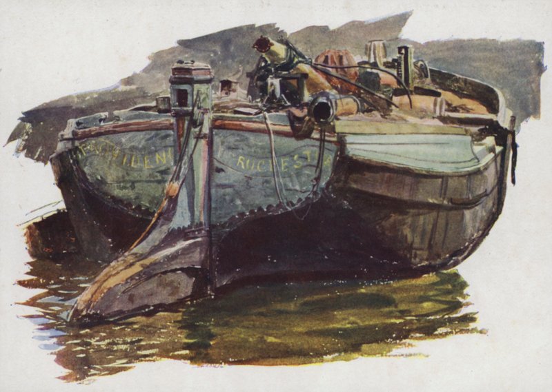 Thames vagy Medway bárka alkotó: William Lionel Wyllie
