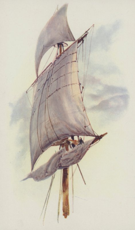 Maintop Sail és Top-Gallant Sail of the Valhalla alkotó: William Lionel Wyllie
