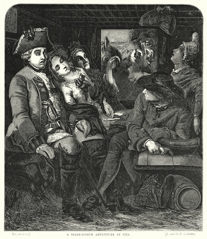 Színpadi edző kaland 1750-ben alkotó: William Powell after Frith