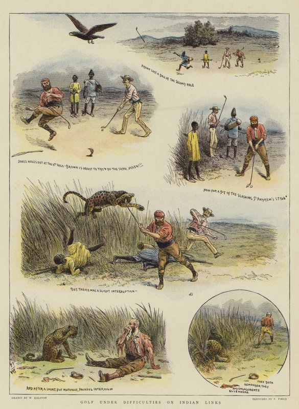 Golf alatt nehézségek az indiai Links (chromolitho) alkotó: William Ralston