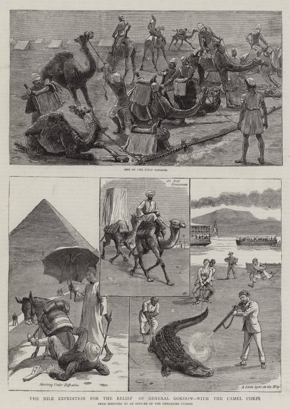 A Nílus-expedíció Gordon tábornok megsegítésére, a tevehadtesttel együtt alkotó: William Ralston