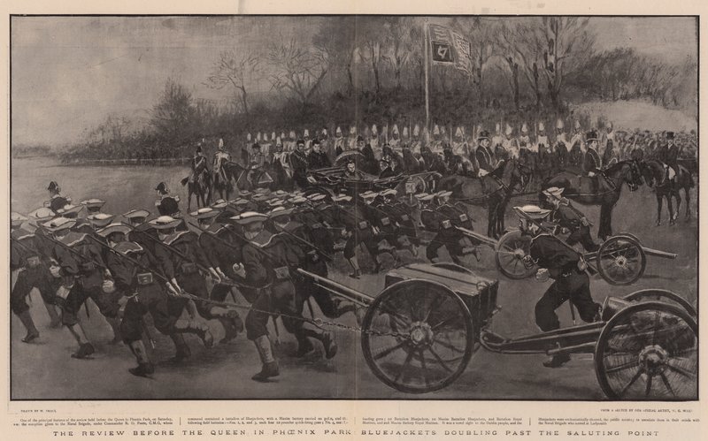 Szemle a királynő előtt a Phoenix Parkban, a Bluejackets duplázott a Saluting Point mellett alkotó: William Small