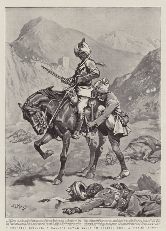 Egy Frontier epizód, egy Gallant Sowar megment egy tisztet a Waziri lesből alkotó: William T. Maud