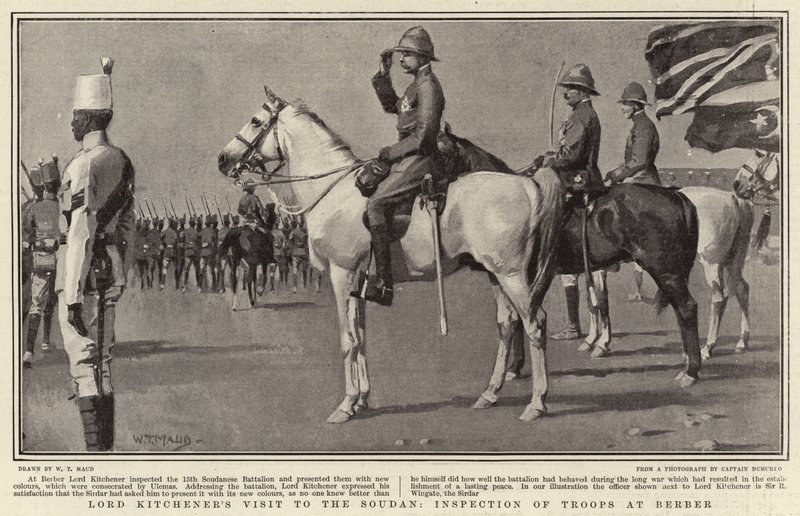 Lord Kitchener látogatása a Szudánban, a csapatok ellenőrzése Berberben alkotó: William T. Maud