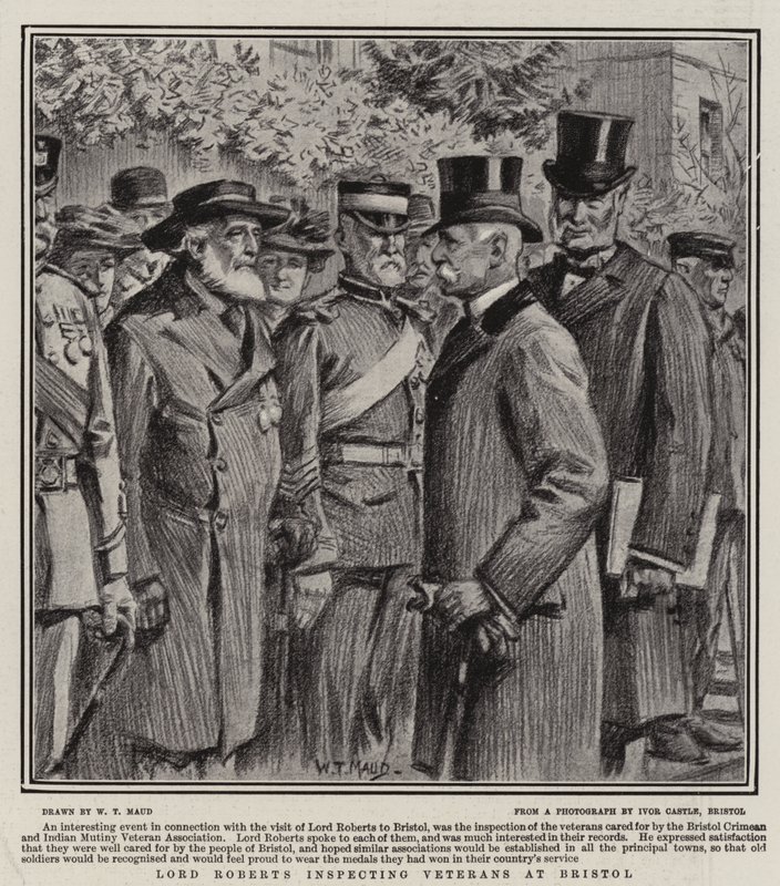 Lord Roberts veteránokat vizsgál Bristolban alkotó: William T. Maud