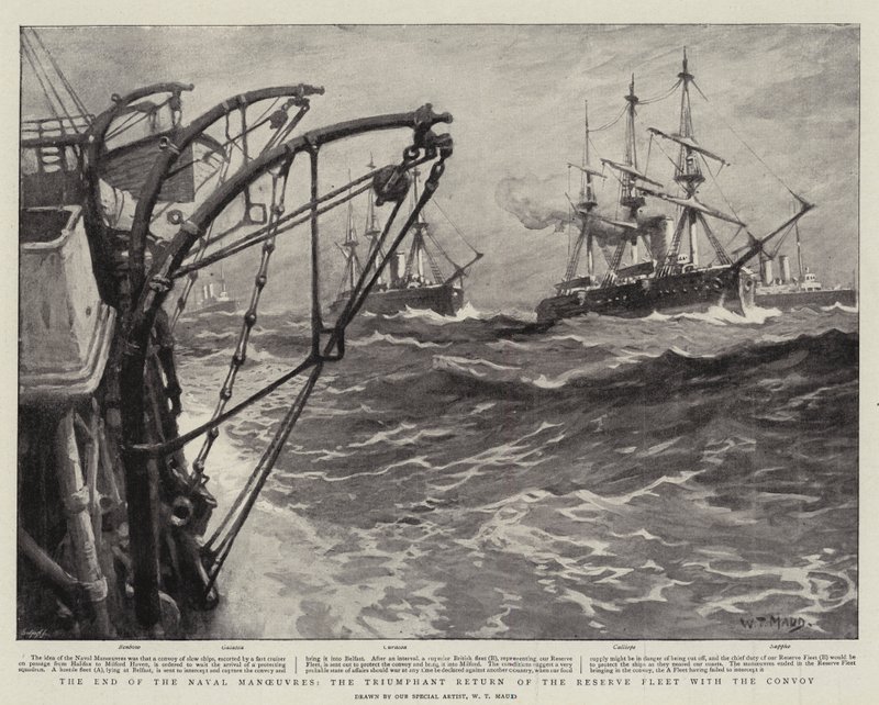 A haditengerészeti manőverek vége, a tartalék flotta diadalmas visszatérése a konvojjal alkotó: William T. Maud
