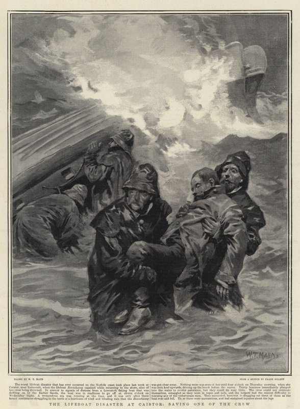 Mentőcsónak-katasztrófa Caistornál, megmentve a legénység egyik tagját alkotó: William T. Maud