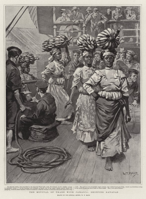 A Jamaicával folytatott kereskedelem újjáéledése, banánszállítás alkotó: William T. Maud