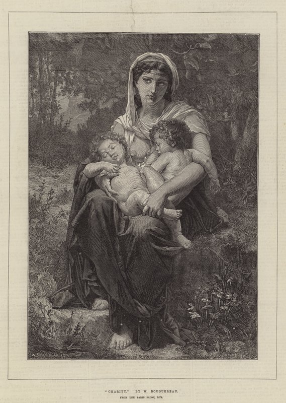 Jótékonyság, a Párizsi Szalonból, 1874 alkotó: William Adolphe Bouguereau