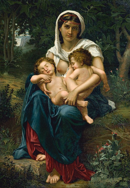 Jótékonyság (chromolitho) alkotó: William Adolphe (after) Bouguereau