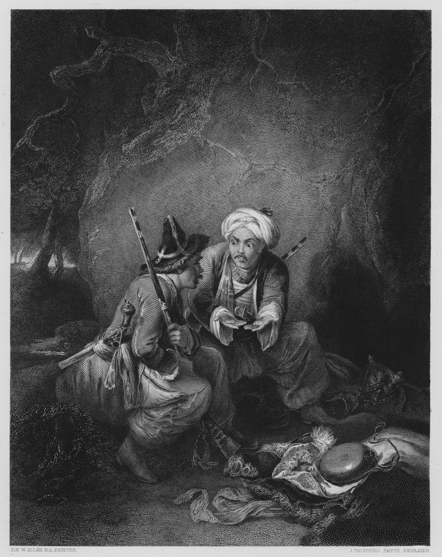 Arabs Dividing Spoil, a képről a Vernon Galleryben (metszet) alkotó: William (after) Allan
