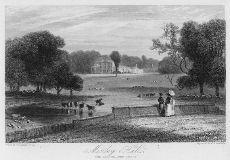 Mistley Hall, Lord Rivers székhelye (metszet) alkotó: William (after) Daniell