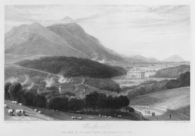 Westport, Sligo márki székhelye (metszet) alkotó: William (after) Daniell