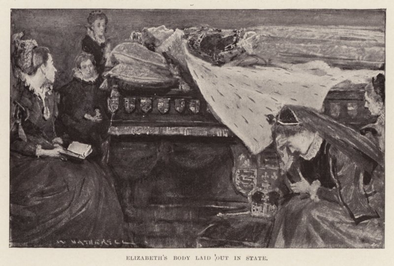 Erzsébet I. holttestének állami elhelyezése, pub. 1898 (litográfia) alkotó: William (after) Hatherell