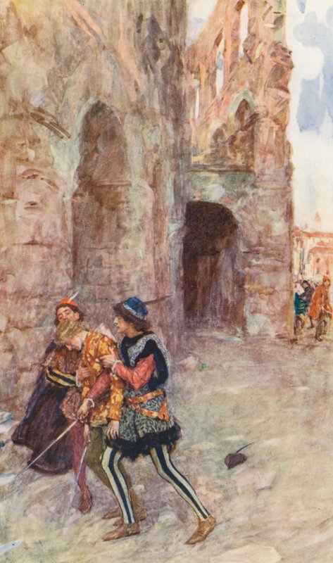 Shakespeare Rómeó és Júlia: felvonás I. jelenet (színes litográfia) alkotó: William (after) Hatherell