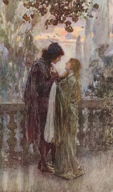 Shakespeare Rómeó és Júlia: felvonás, V. jelenet (színes litográfia) alkotó: William (after) Hatherell