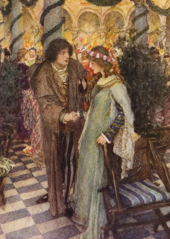 Shakespeare Rómeó és Júlia: felvonás, V. jelenet (színes litográfia) alkotó: William (after) Hatherell
