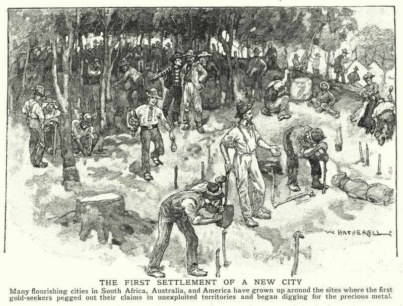 Egy új város első települése (litho) alkotó: William (after) Hatherell