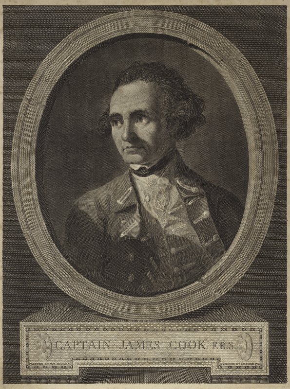 James Cook kapitány portréja (metszet) alkotó: William (after) Hodges
