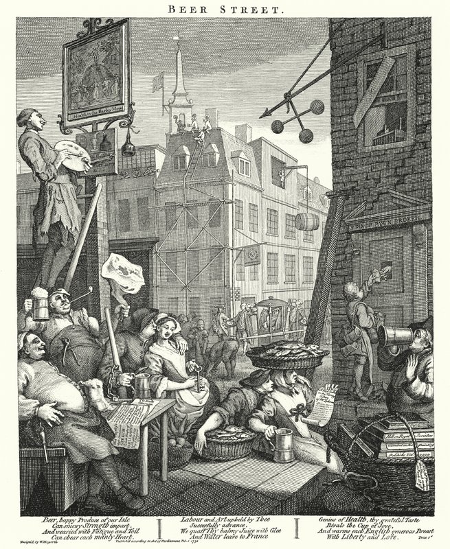 Beer Street (metszet) alkotó: William (after) Hogarth