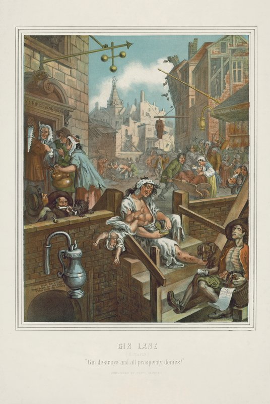 William Hogarth Gin Lane kromolitográfiája (chromolitho) alkotó: William (after) Hogarth