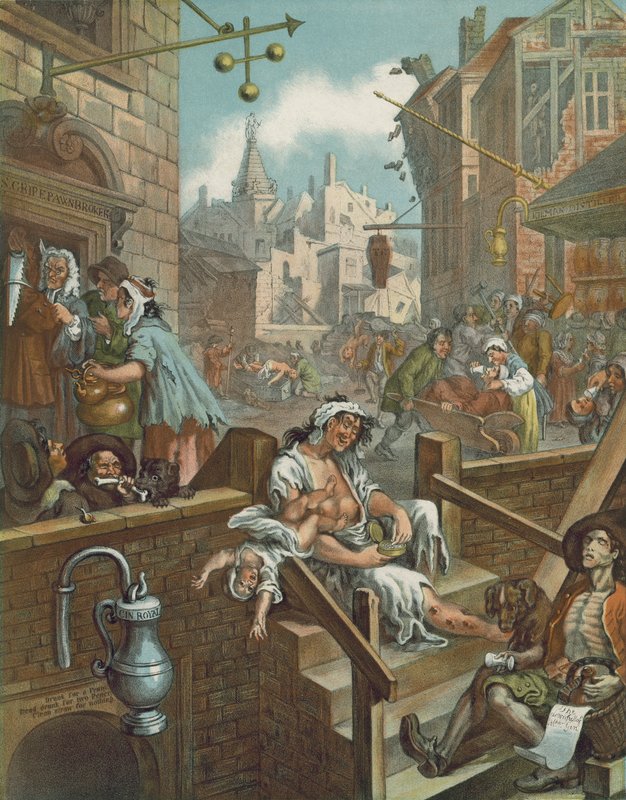 William Hogarth Gin Lane kromolitográfiája (chromolitho) alkotó: William (after) Hogarth