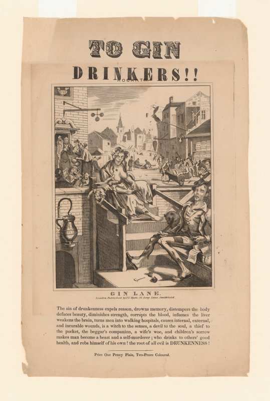 Figyelmeztetés a ginfogyasztóknak (litho) alkotó: William (after) Hogarth